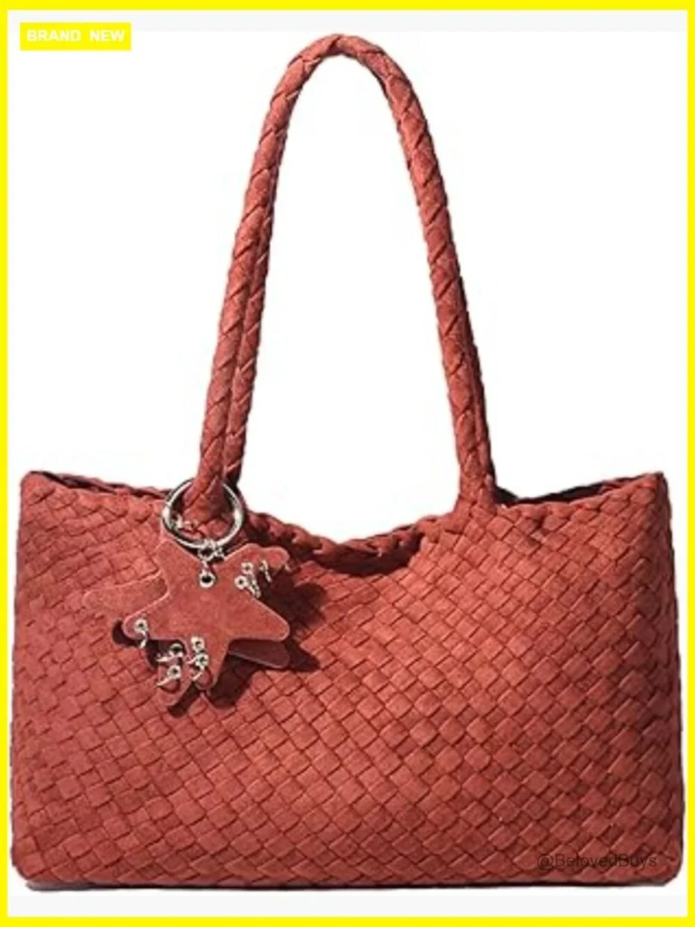 Woven Hobo Bag Large Capacity Faux Leather Shoulder Tote for Women Travel Work